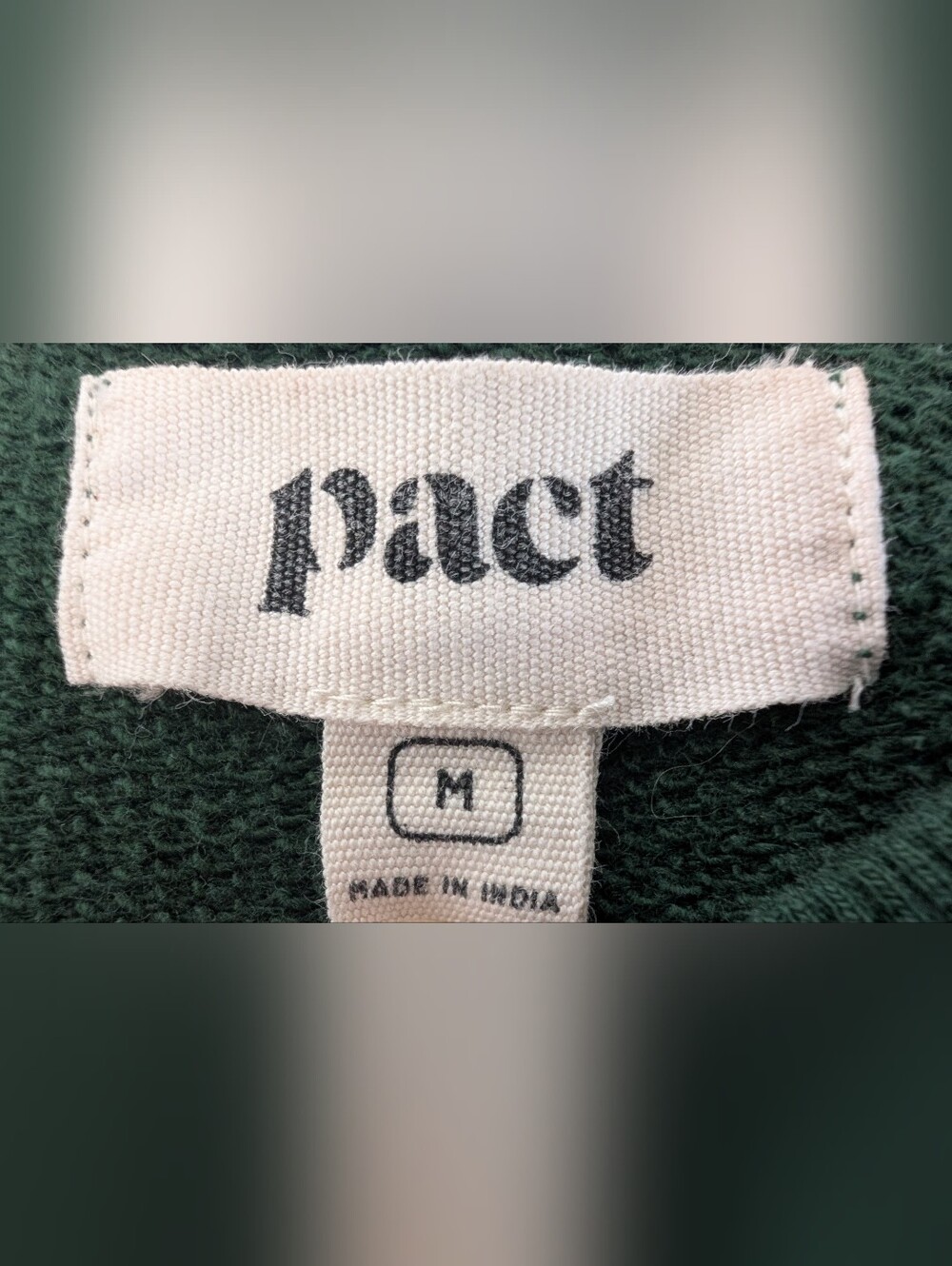 Pact Organic Cotton Crewneck Sweatshirt Forest Green Size Medium - Picture 4 of 9